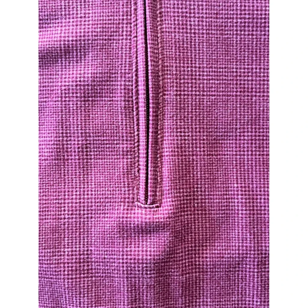 Johnnie-O Mens XL Berry Red Micro Check Performance 1/4 Zip Pullover Shirt